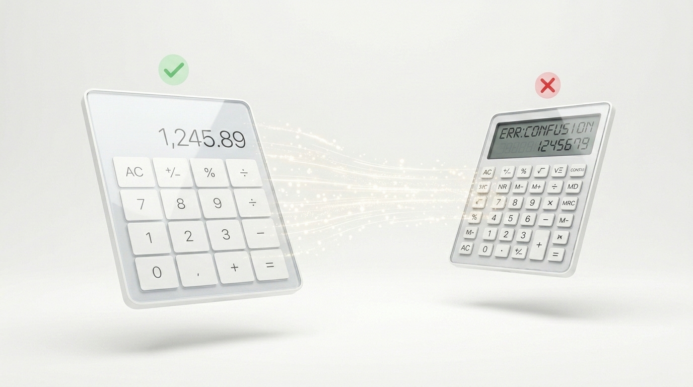 Good and bad online calculator side by side – dos and don'ts of calculator design
