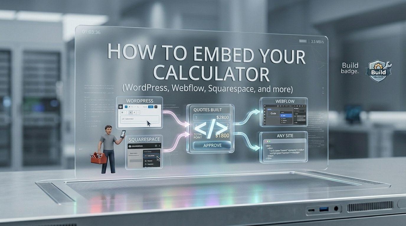 Calculator widget embedded inline on a website page