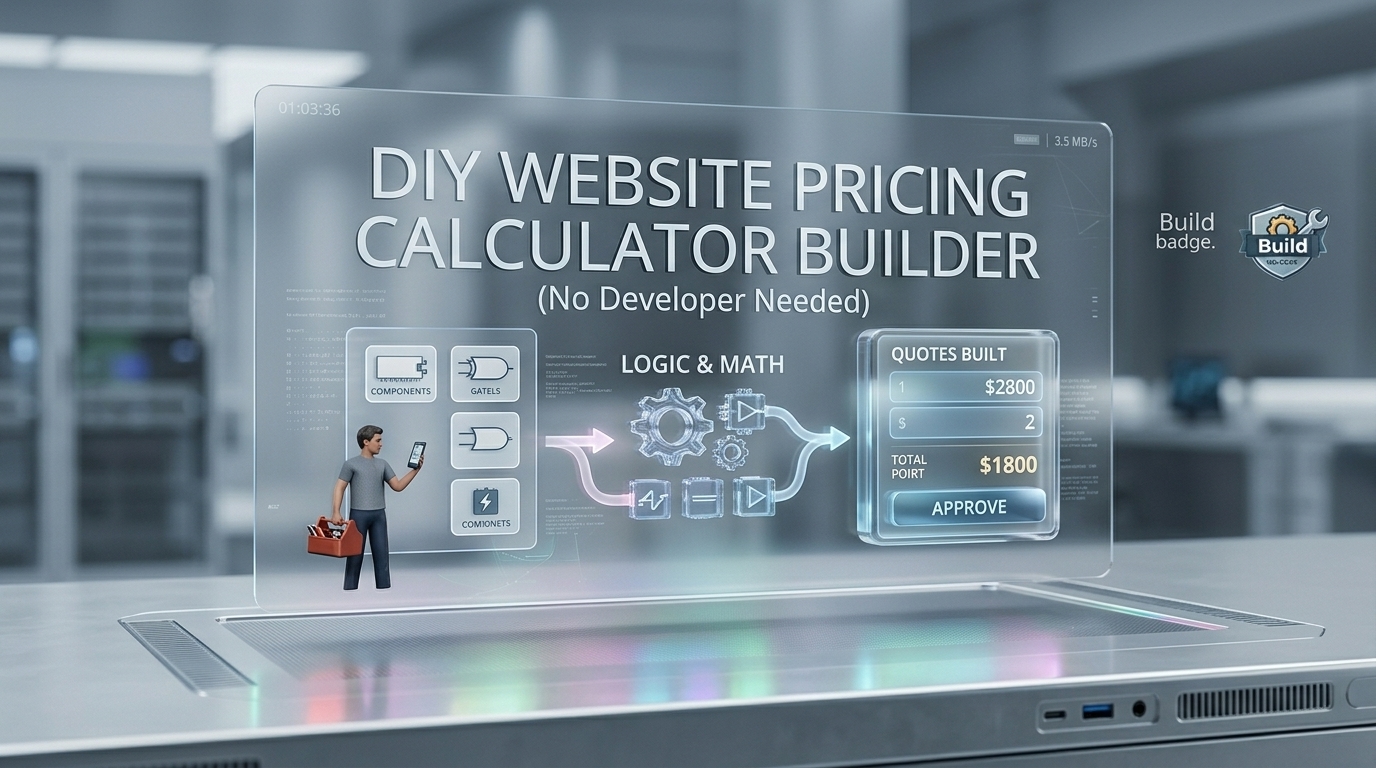 Pricing form with input fields and a calculated price result on a business website